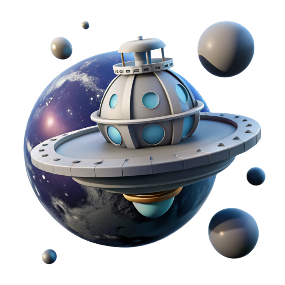 beautiful abstract Futuristic Spaceship 3D Render authentic png