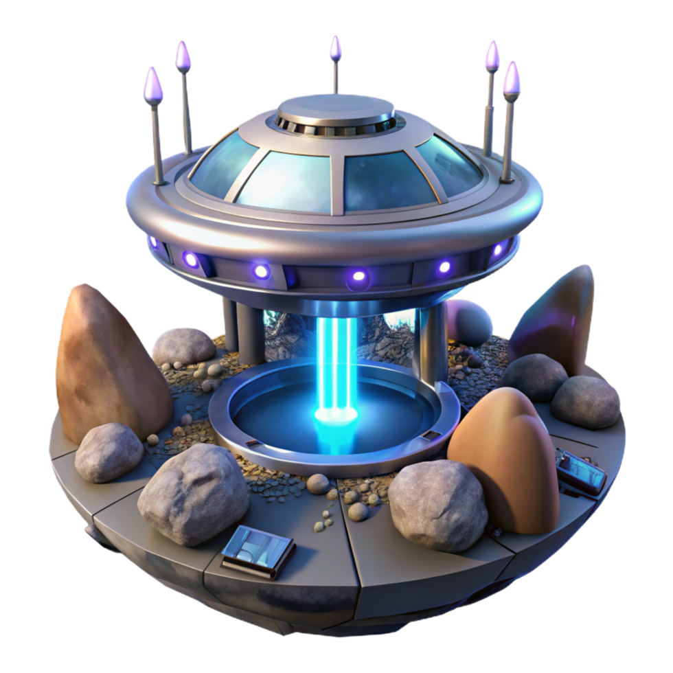 elegant traditional Futuristic UFO 3D Render original png