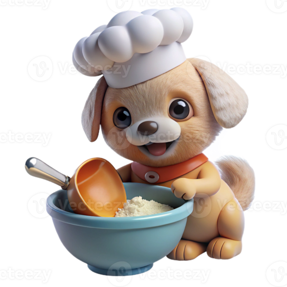 Cute Puppy Chef Baking Flour Power png
