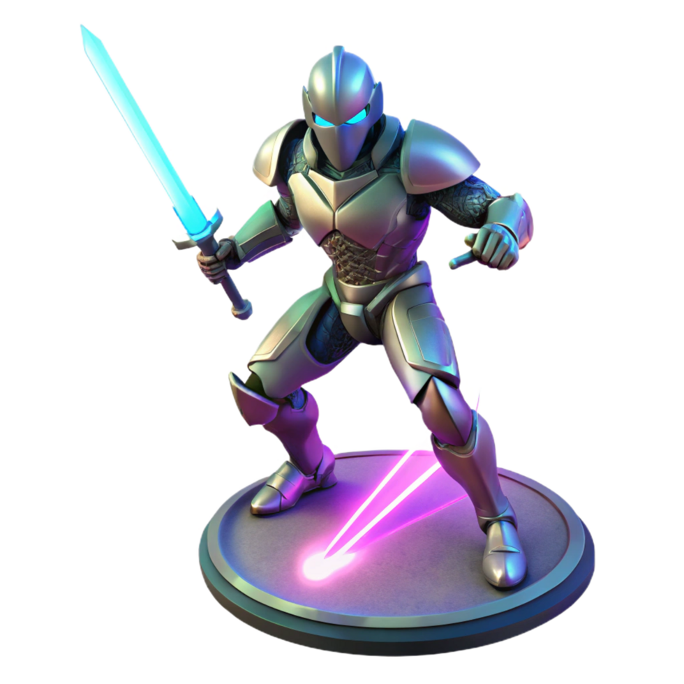 elegant minimalist 3D Render Futuristic Knight high resolution png