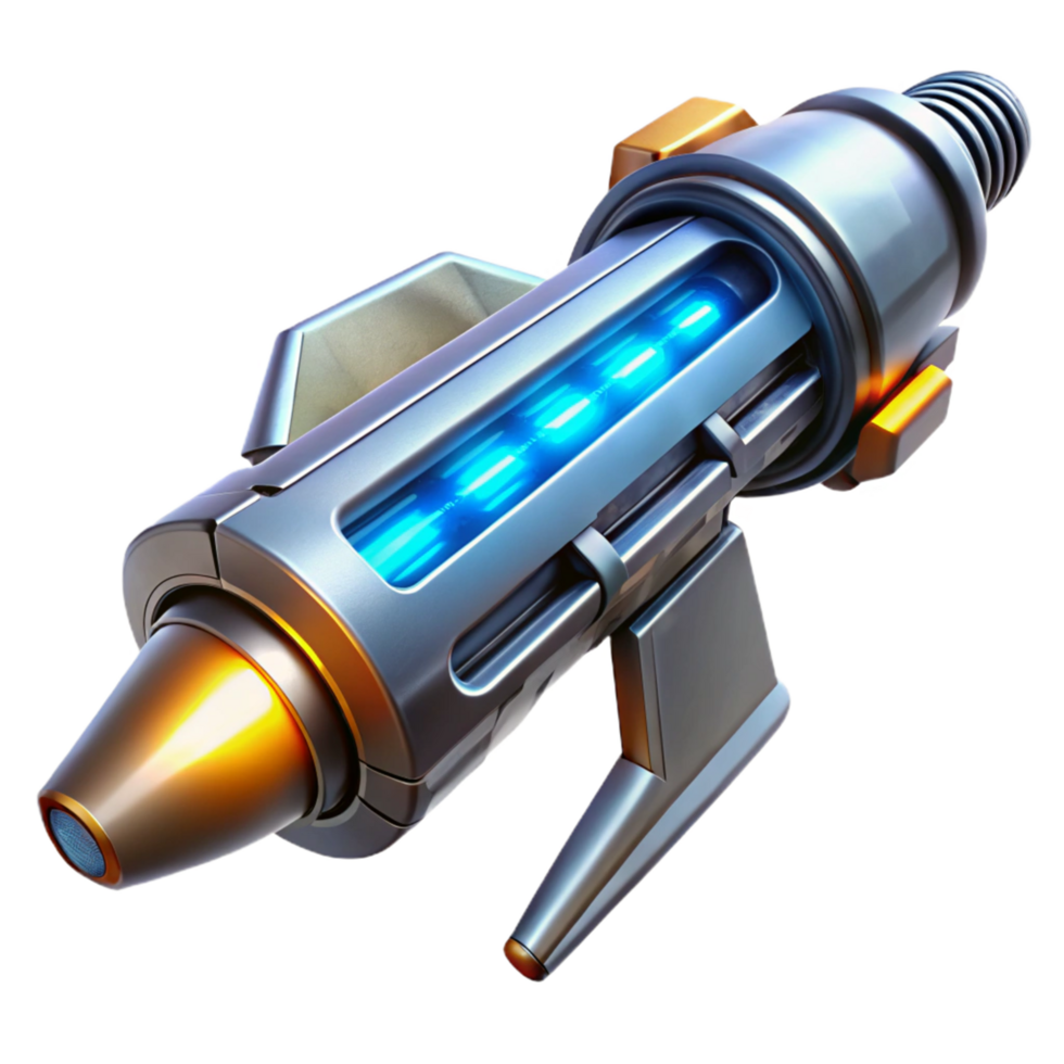stunning minimalist Futuristic 3D Ray Gun Illustration genuine png