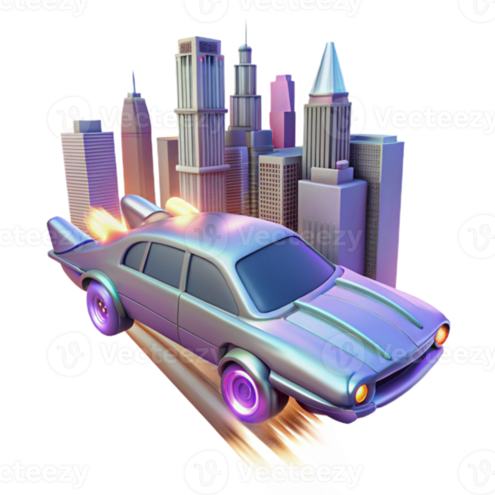 Futuristic City Car Jet-Powered Speedster Soaring Above the Skyline png