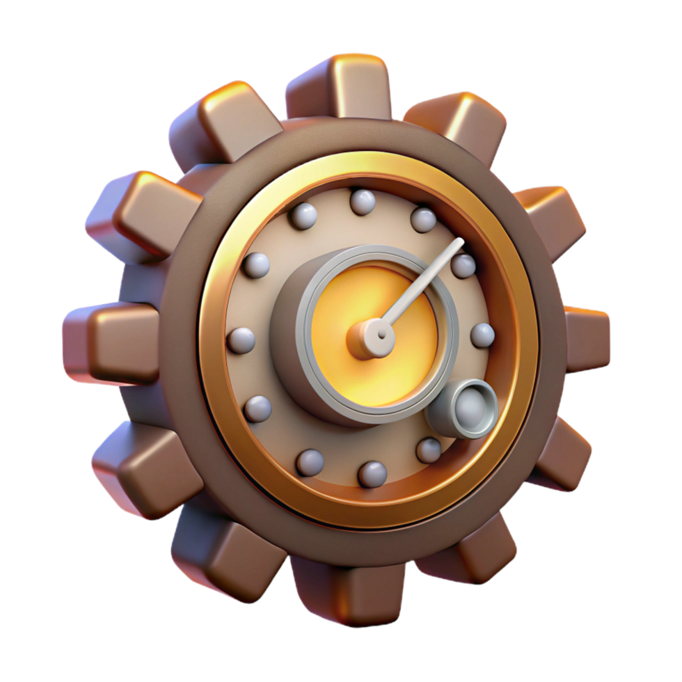 beautiful modern Gear Clock 3D Render authentic png