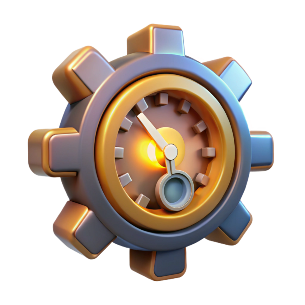 magnificent abstract Gear Clock 3D Render high quality png