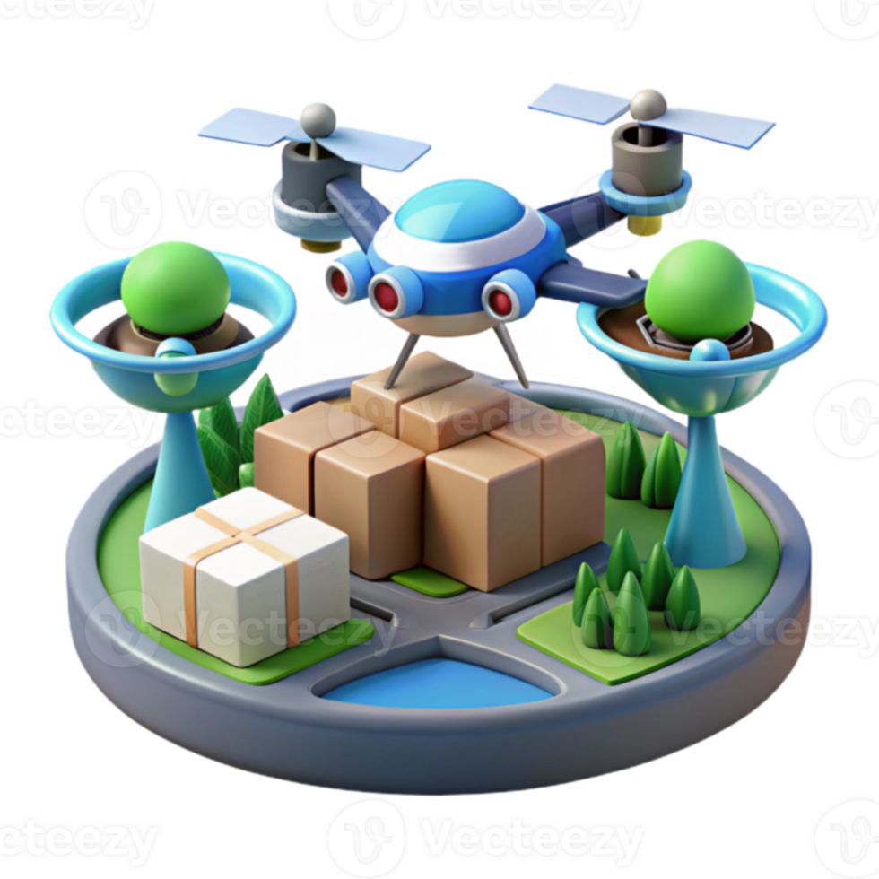 Drone Delivery System Automated Package Transport png