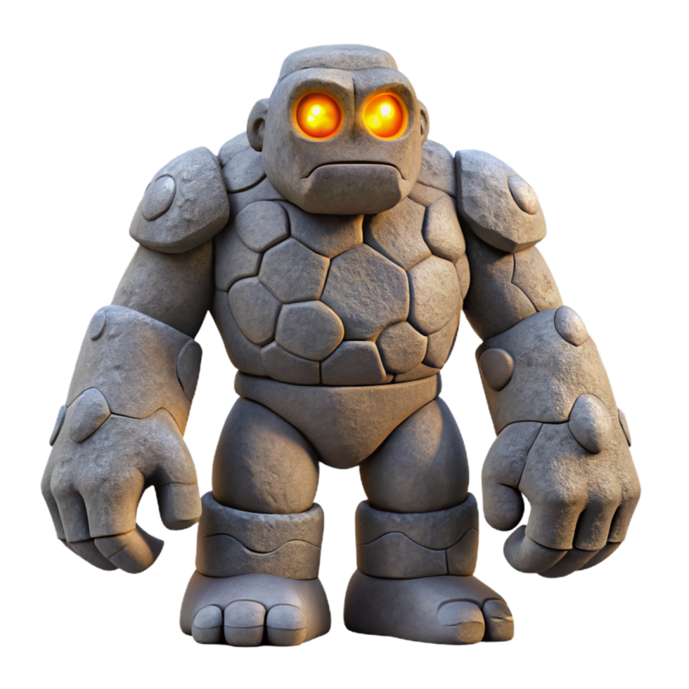 magnificent abstract Stone Golem 3D Render premium png