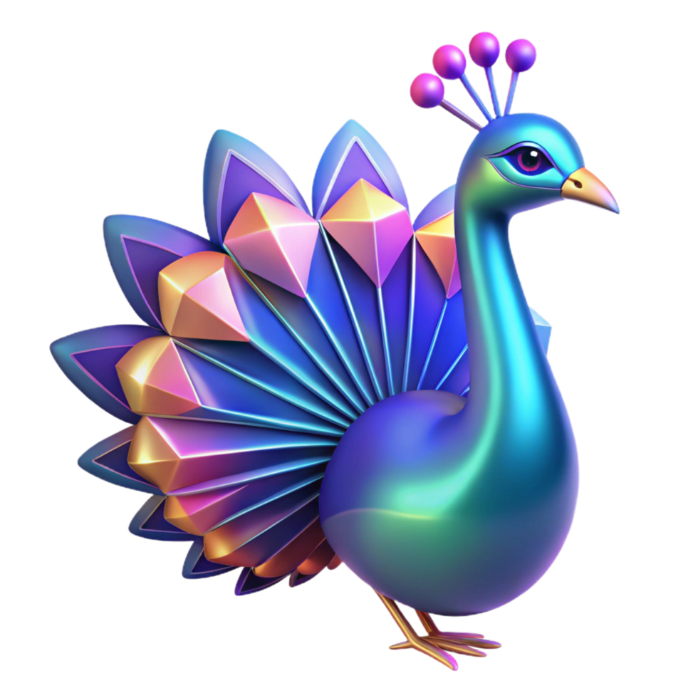 vibrant creative Vibrant 3D Peacock Illustration 4K png