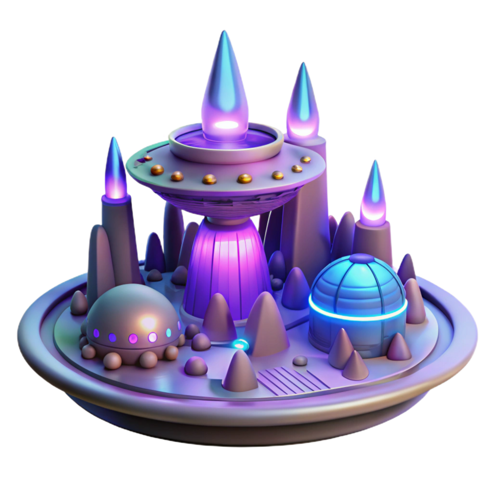 wonderful rustic Futuristic Cityscape 3D Render premium png