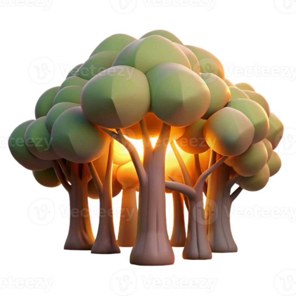 Glowing Grove A Stylized Forest Scene png