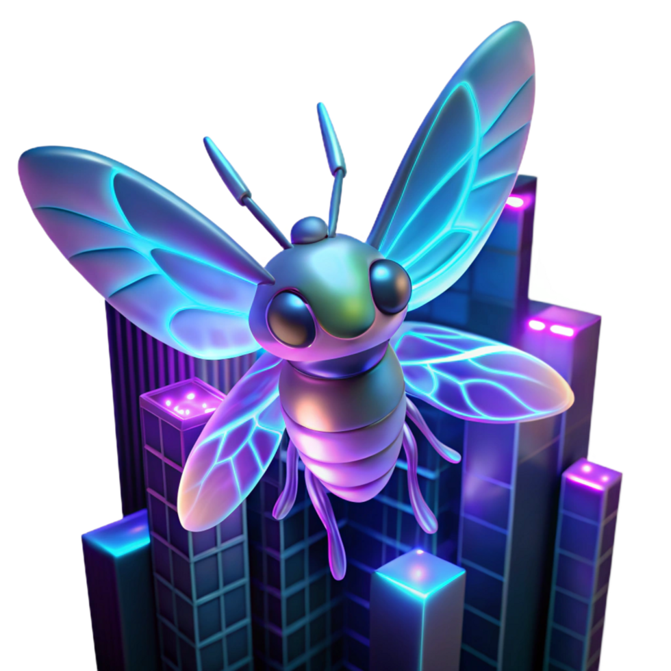 impressive rustic Neon Insect 3D Render exclusive png