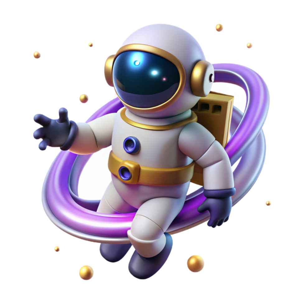 extraordinary abstract Cute Astronaut 3D Render exclusive png
