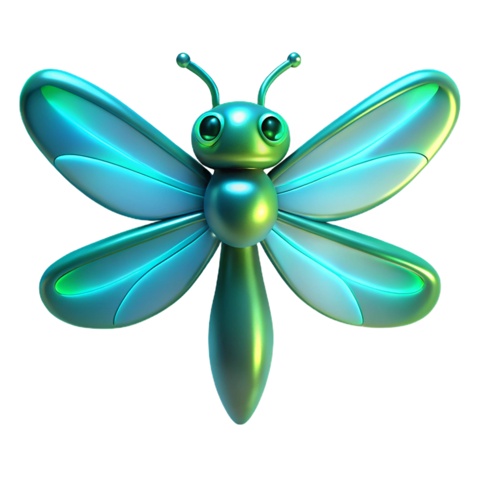 vibrant traditional 3D Render Dragonfly Illustration authentic png