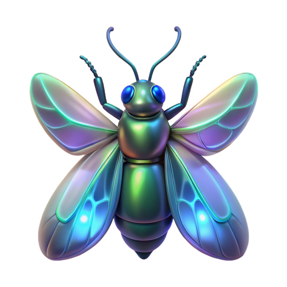 serene rustic Iridescent 3D Insect Illustration high resolution png