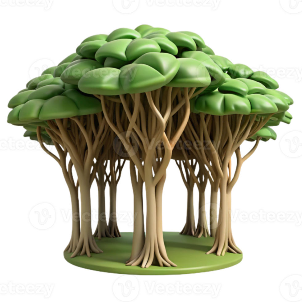 Intertwined Trees A 3D Render of a Unique Forest png