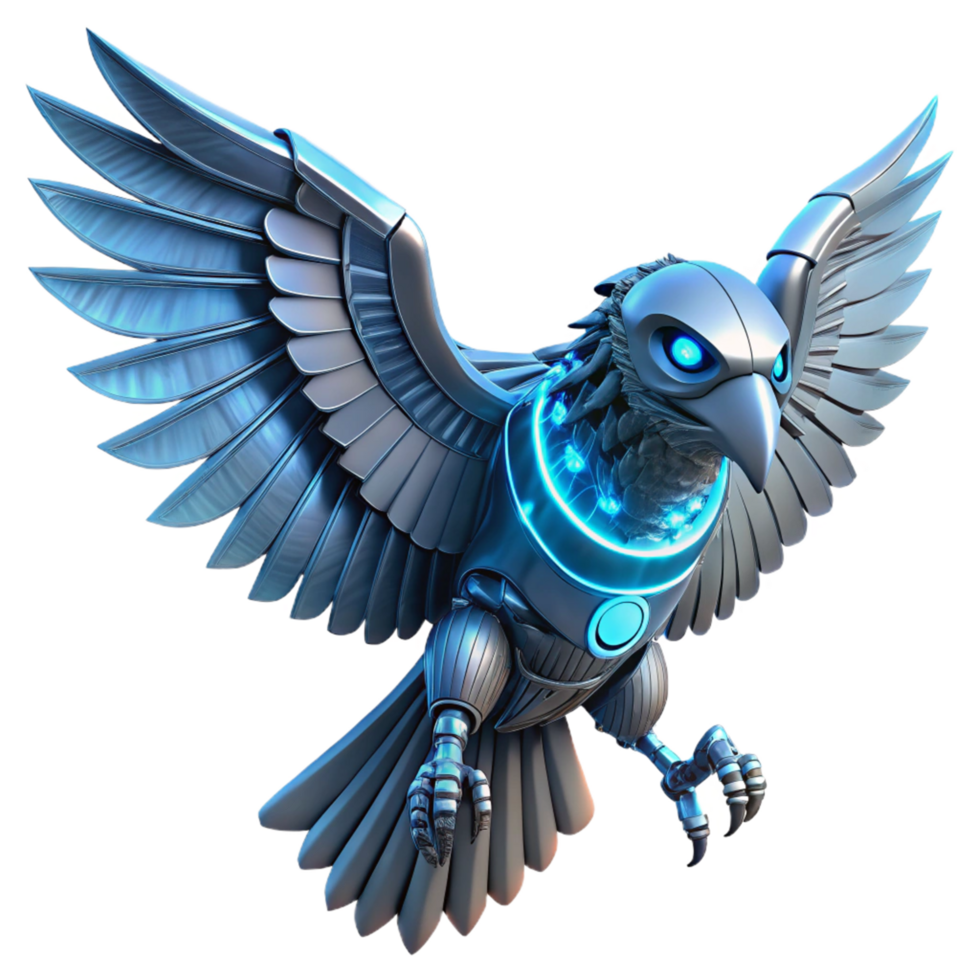 impressive minimalist Robotic Eagle 3D Render detailed png
