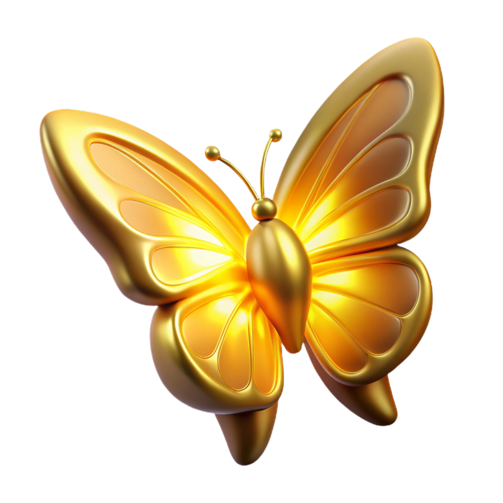 wonderful rustic Golden Butterfly 3D Render 4K png