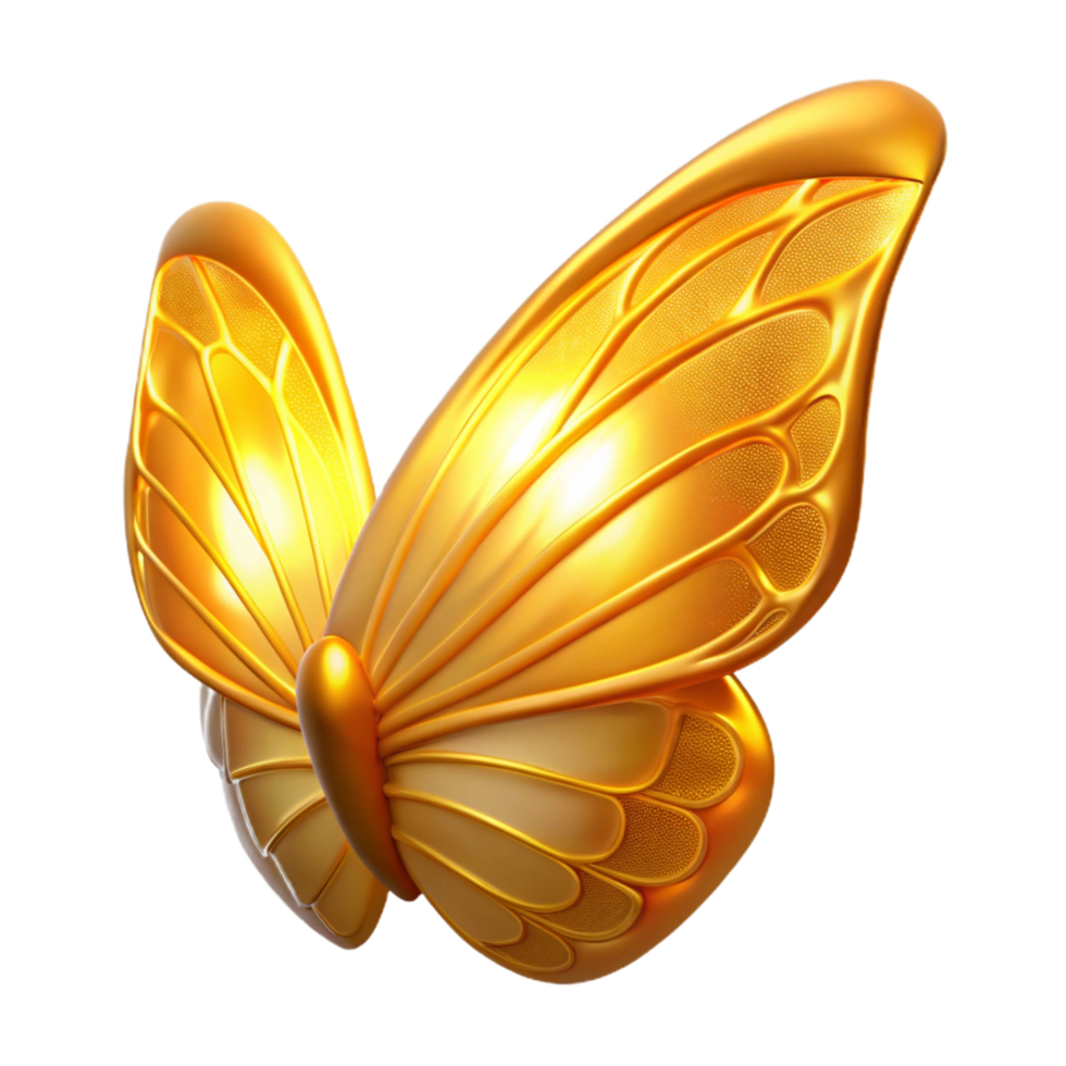 impressive traditional Golden Butterfly 3D Render authentic png