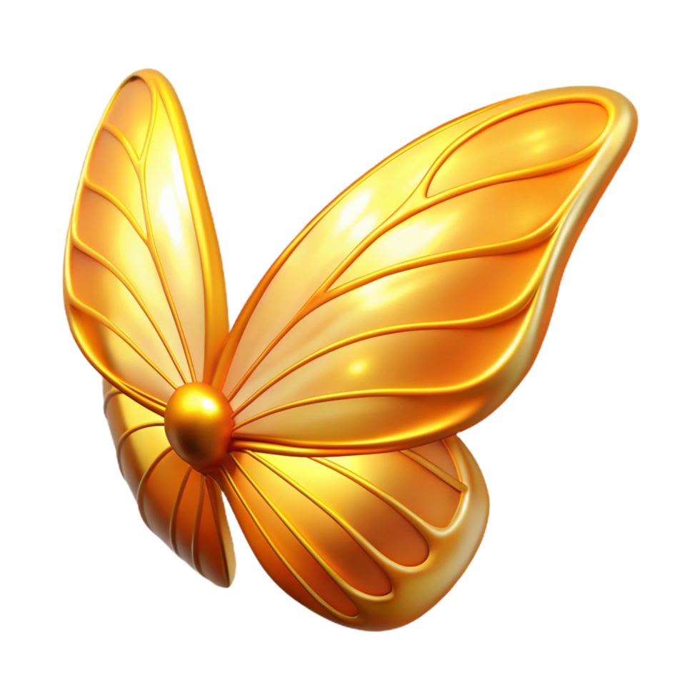 dramatic minimalist Golden Butterfly 3D Render 4K png