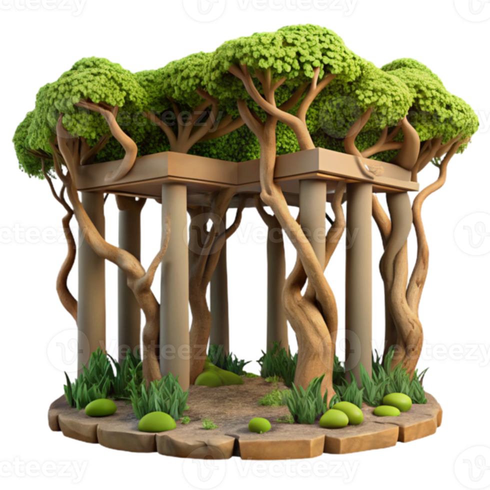 Enchanted Grove Pavilion A 3D Render of a Mystical Structure png