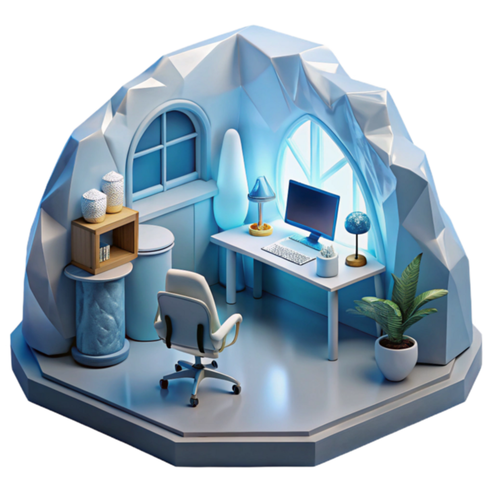 Cozy Cave Office Modern Workspace Design in a Unique Setting png