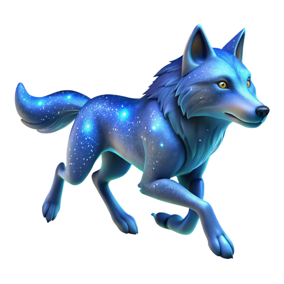 impressive artistic Celestial Wolf 3D Render original png