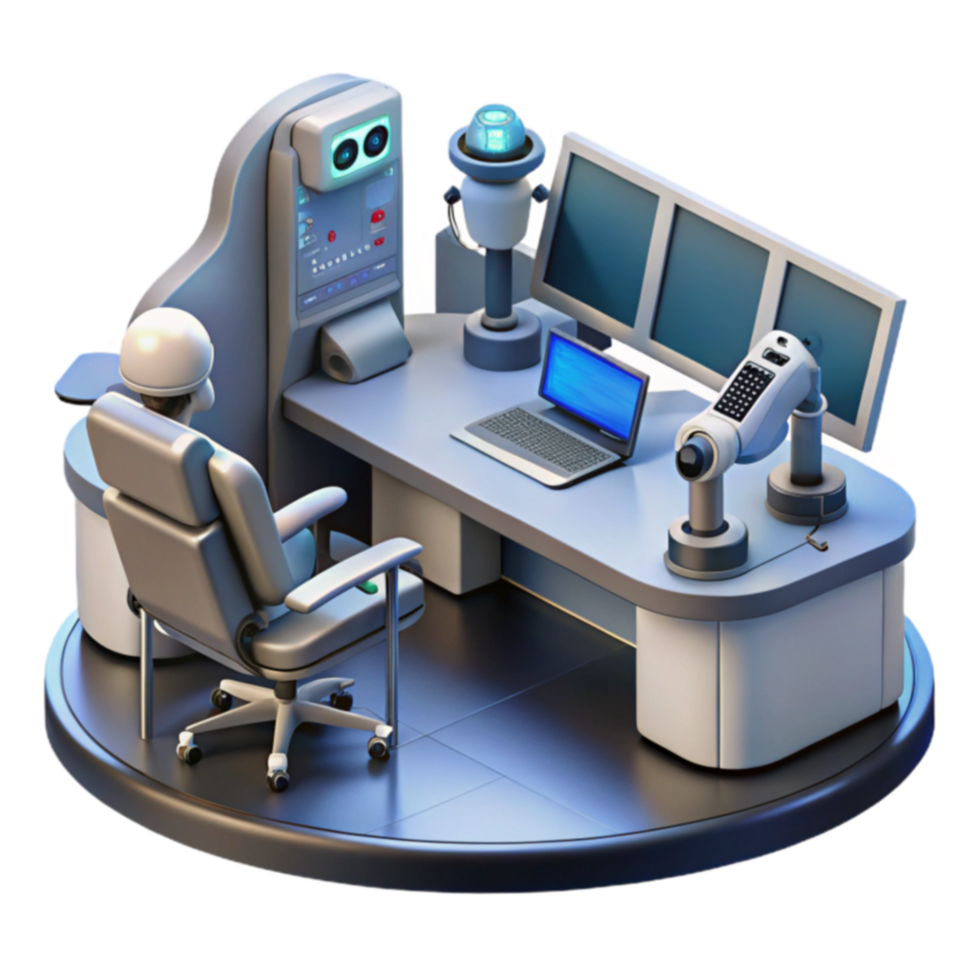 Futuristic Robotics Control Center Workstation png