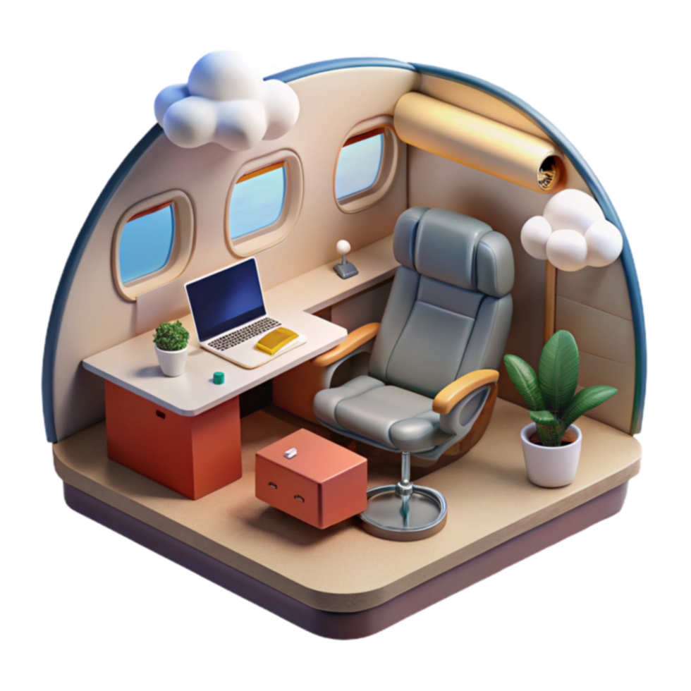 Luxury Airplane Office Mobile Workspace, Productivity png