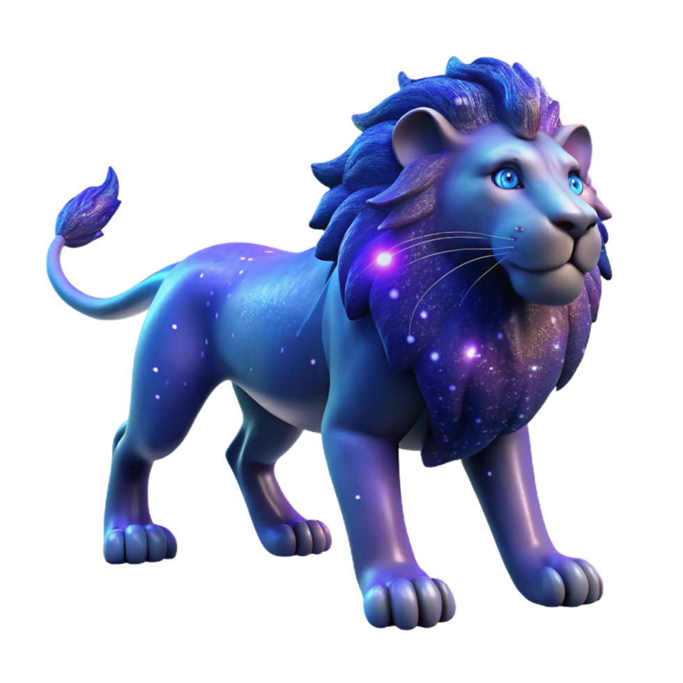 beautiful abstract Cosmic Lion 3D Render authentic png