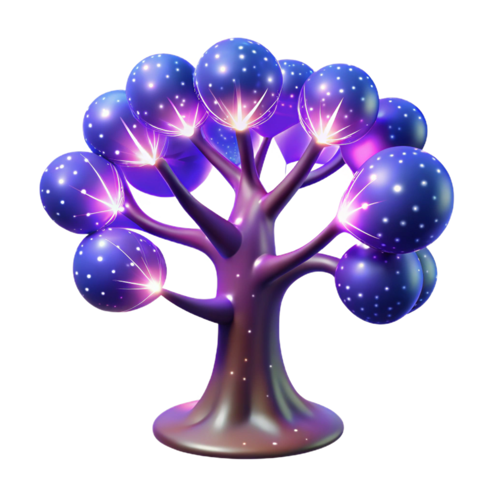 beautiful rustic Glowing Orb Tree 3D Render genuine png