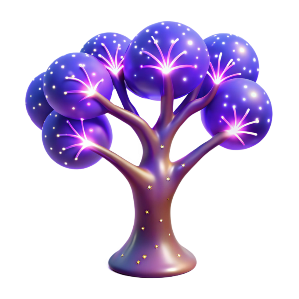 impressive traditional Glowing Purple Tree 3D Illustration original png