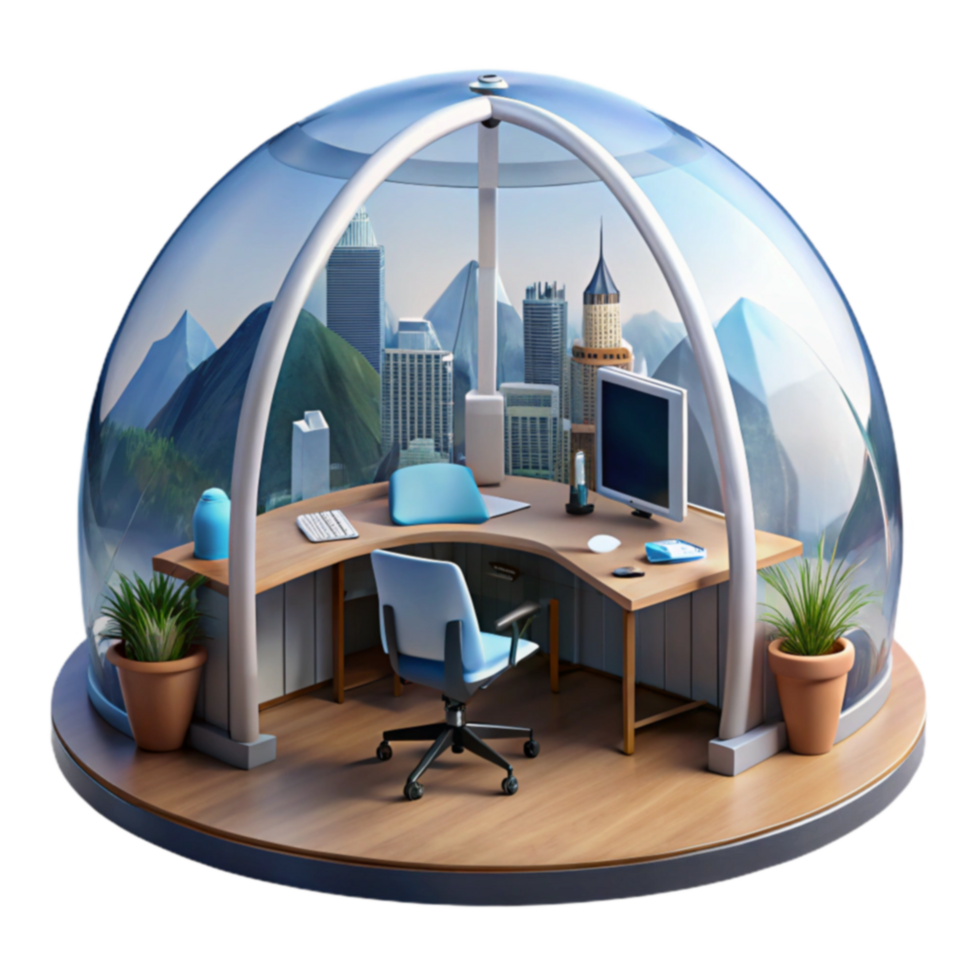 Enclosed Workspace Modern Office Design in a Dome png