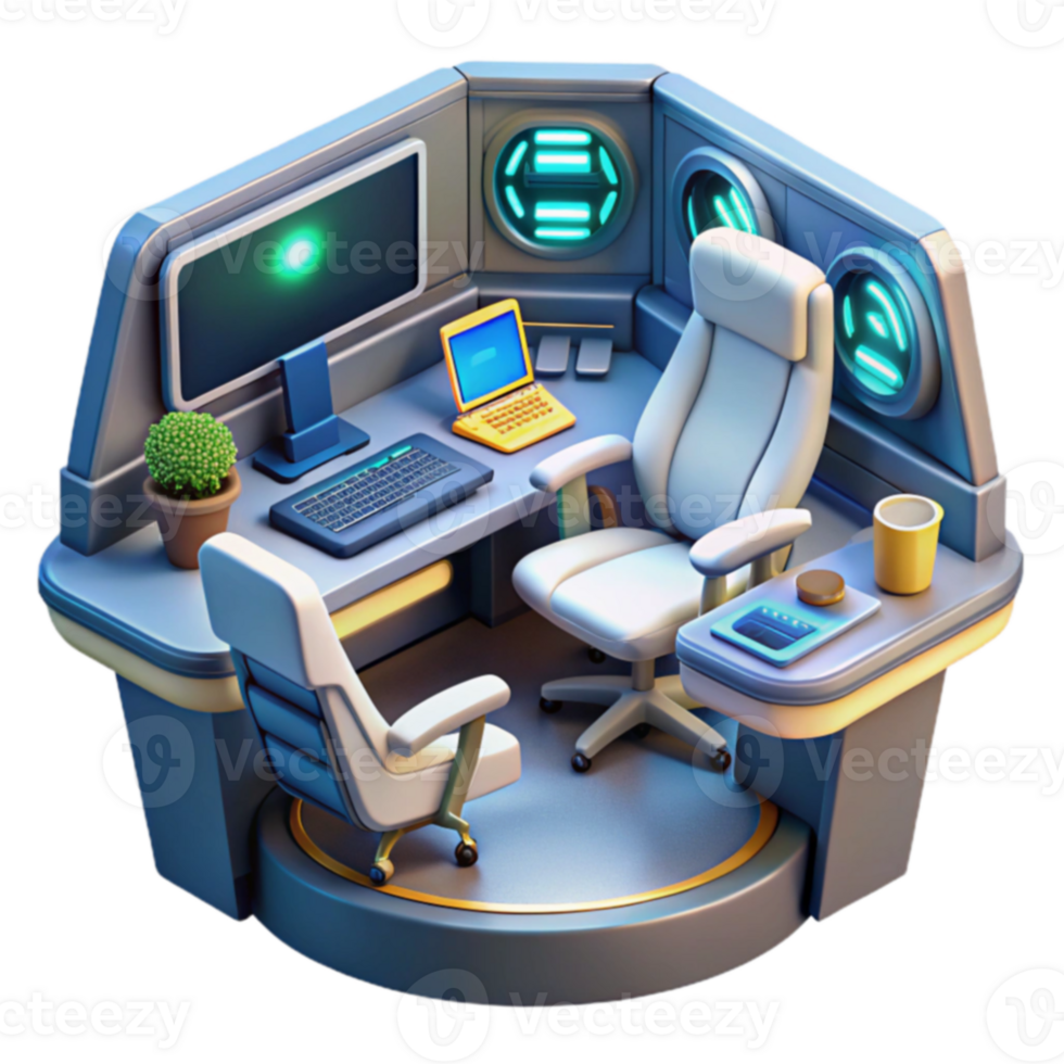 Futuristic Workstation Modern Office Design png