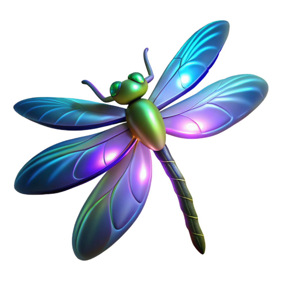 wonderful traditional Luminous Dragonfly 3D Illustration detailed png