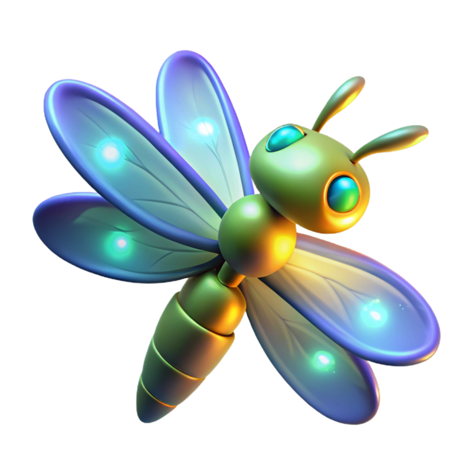 magnificent creative Luminous Insect 3D Render of a Glowing Firefly genuine png