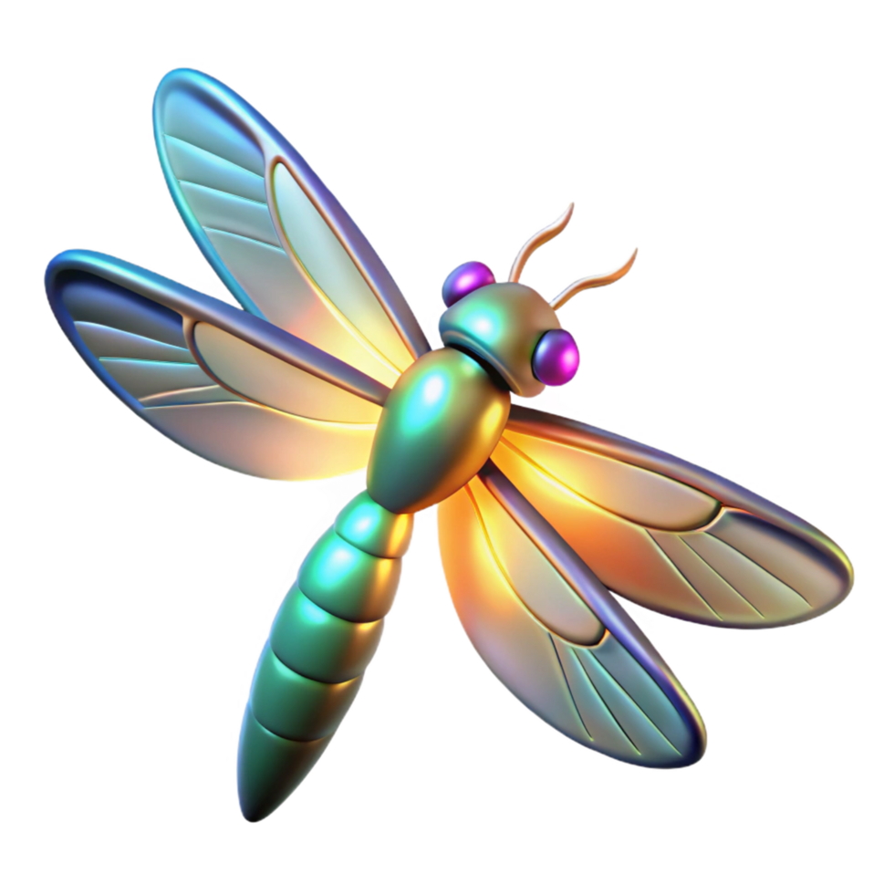 magnificent artistic Iridescent Dragonfly 3D Render original png