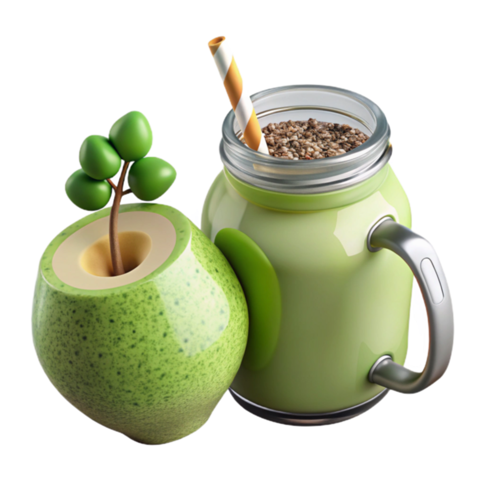 Refreshing Green Smoothie in Mason Jar png
