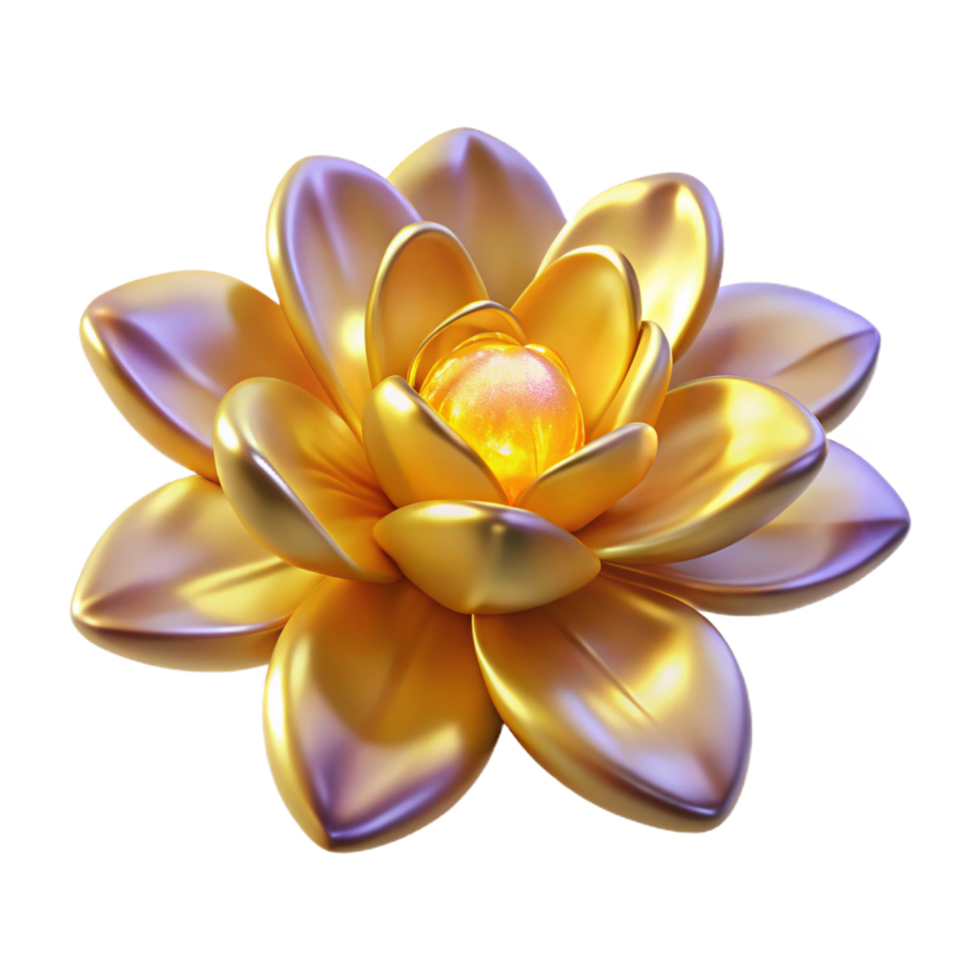 impressive traditional Golden Lotus 3D Render 4K png