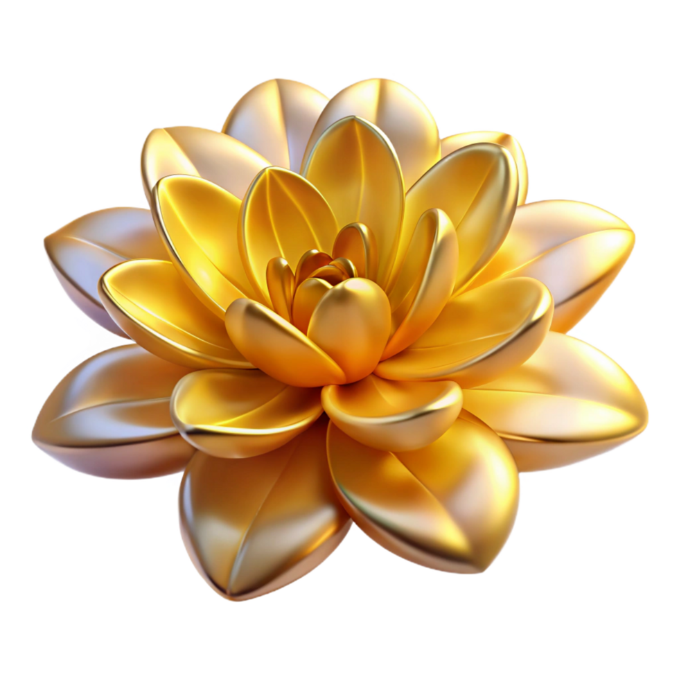 dramatic modern Golden 3D Flower Illustration high quality png
