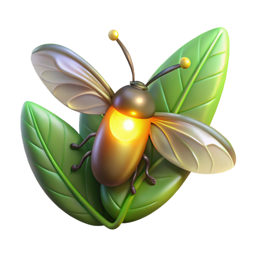 elegant traditional Glowing Firefly 3D Render authentic png