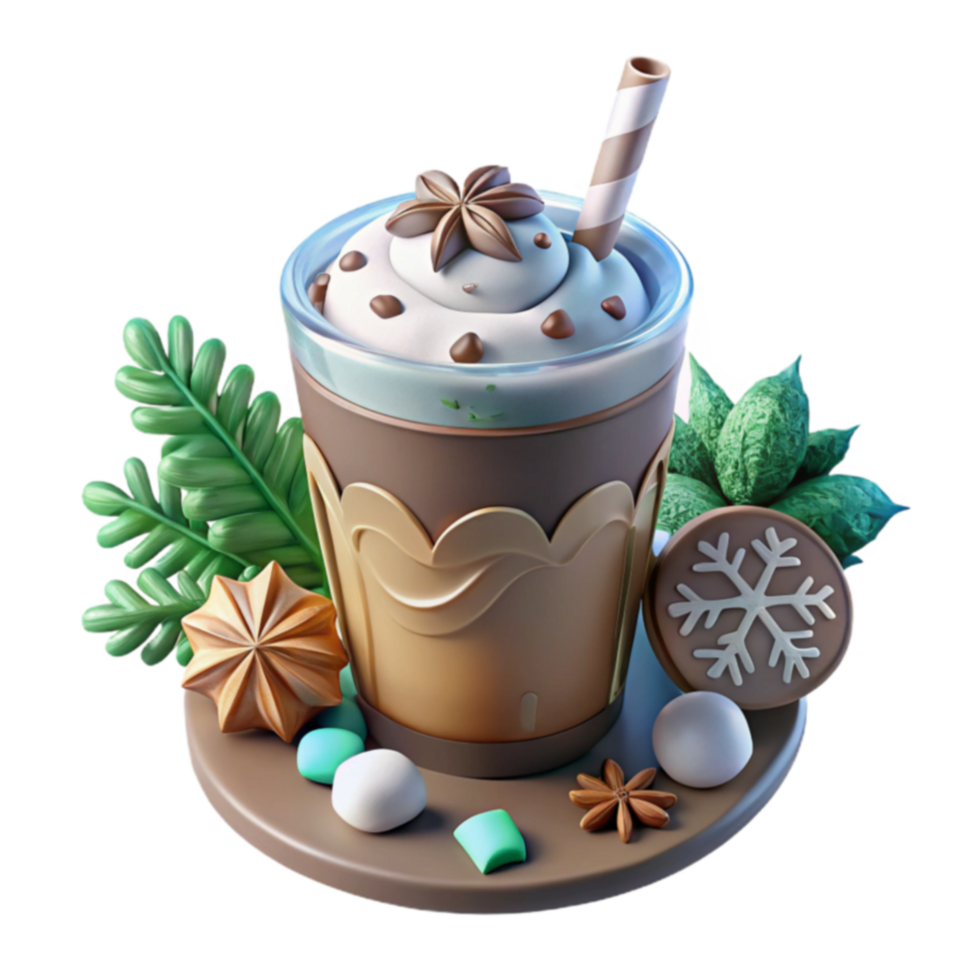 Festive Winter Drink Whipped Cream, Chocolate, Cookies png