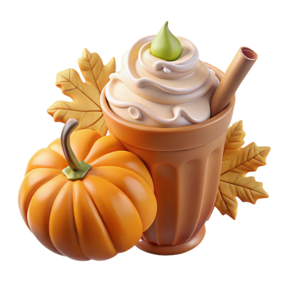 Autumn Pumpkin Spice Freeze Whipped Cream Fall Leaves png