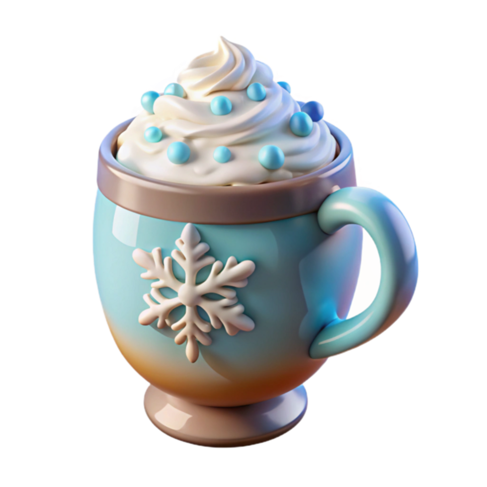 Winter Wonderland Hot Cocoa Festive Mug with Whipped Cream png