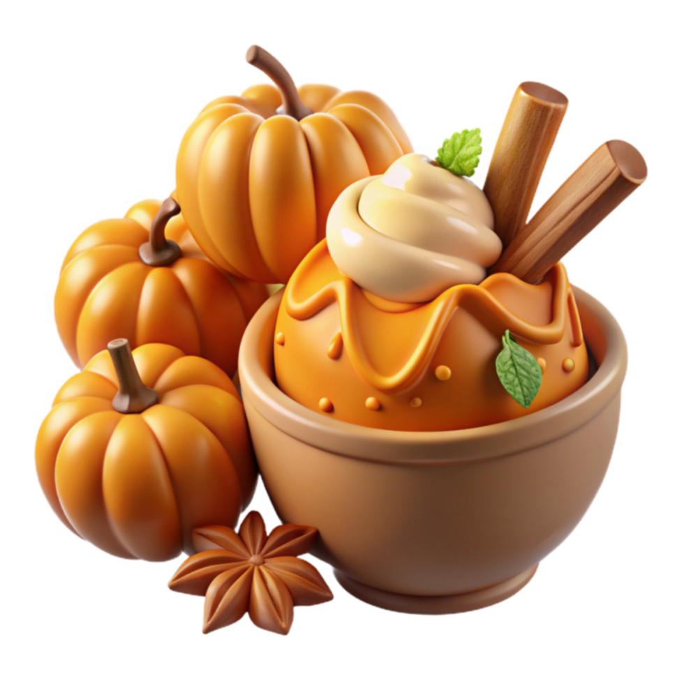 Pumpkin Spice Dessert Whipped Cream Autumn Spices png