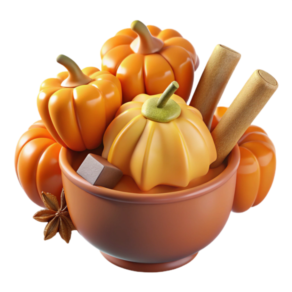 Autumn Harvest in a Bowl Pumpkins, Spice, and Warmth png