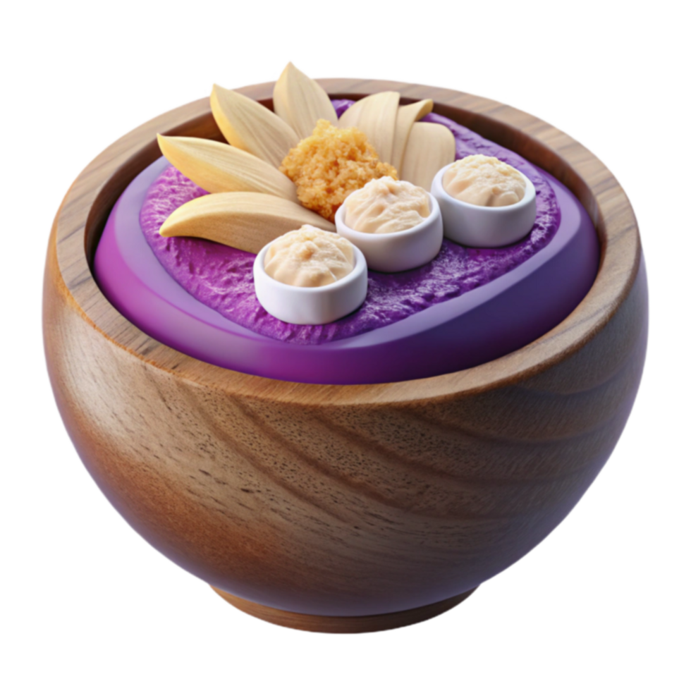 Purple Sweet Potato Dip with Creamy Topping Crispy Garnish png