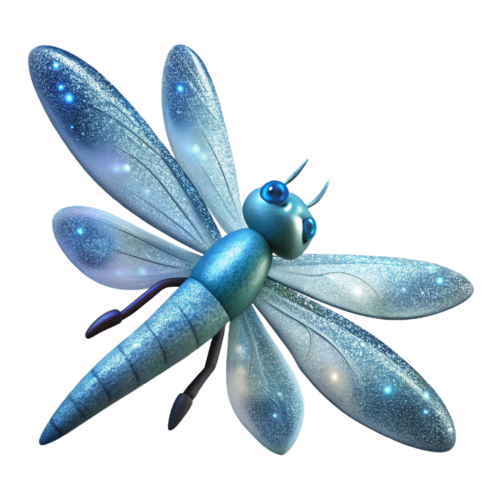 Sparkling Dragonfly 3D Render of a Glimmering Insect png