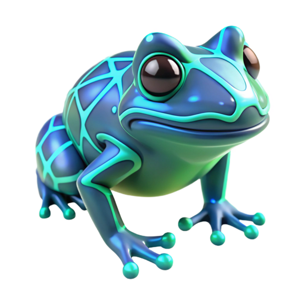 serene contemporary Vibrant 3D Frog Illustration detailed png