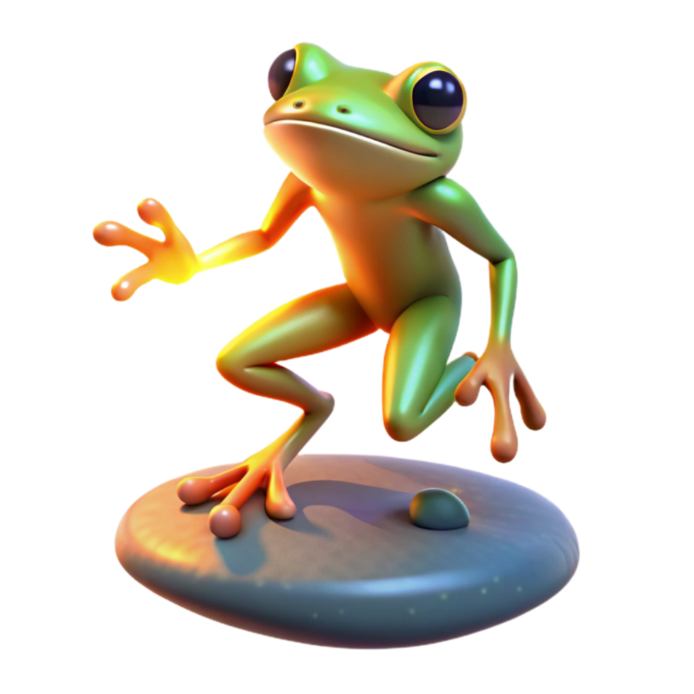 wonderful artistic 3D Cartoon Frog Illustration authentic png