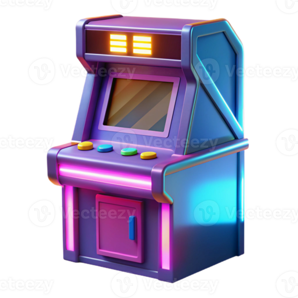 Retro Arcade Game Machine 80s Style Digital Console png