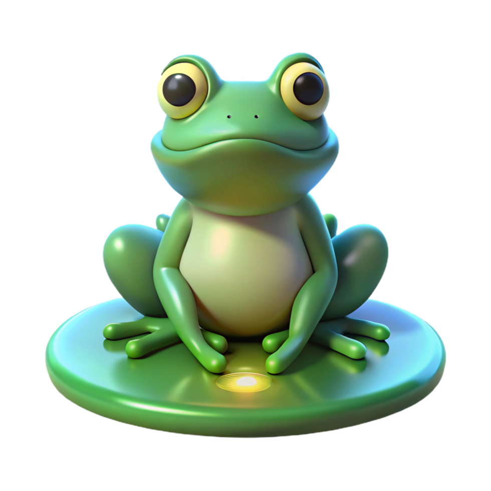 vibrant abstract Cute Cartoon Frog 3D Render premium png